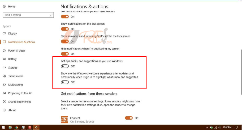 Action Center - Notifications