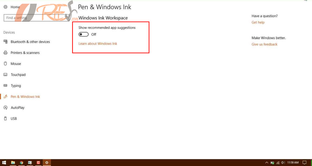 Windows Ink experience